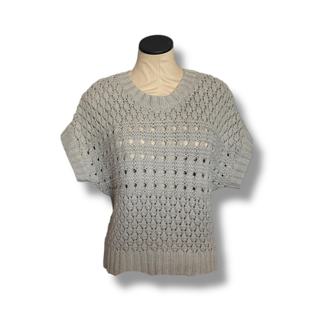 Apt.9 Light Gray Open Stitch Pullover Sweater NWT